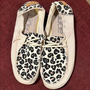 Hey Dude Black and White Animal Print Shoes